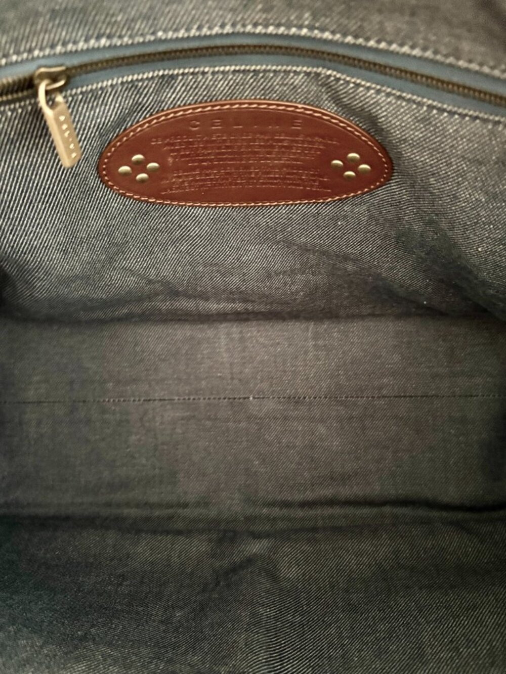 Auth CELINE MACADAM DENIM Indigo Triomphe Satchel Bag GORGEOUS!!! - Picture 12 of 12